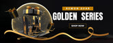 Rewon Gear Golden Series boxing equipment promotion with gloves and boots, shop now banner